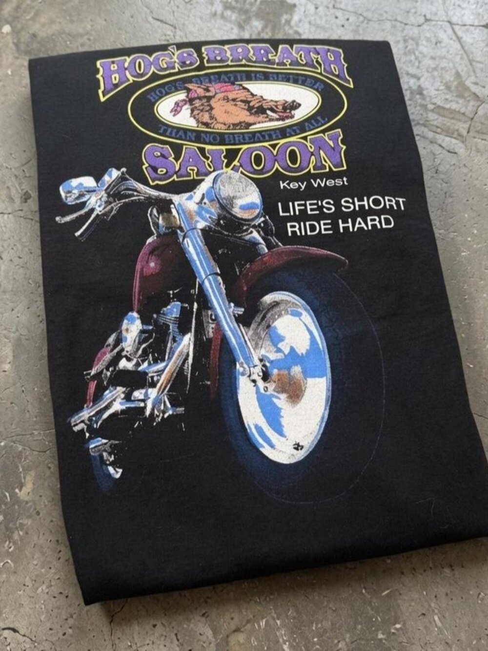 Vintage 90s Hog’s Breath Key West Motorcycle Biker Tee L